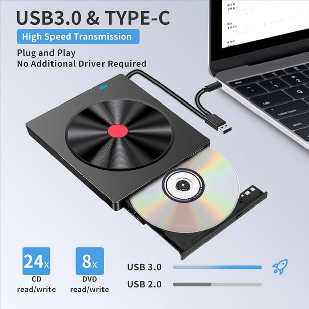 Unidad Óptica Externa, Portátil, Grabadora de CD, USB, Disco de Película, Reproductor de DVD, Tarjeta de Memoria Legible, Grabadora de Unidad Multifunción