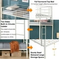 thumbnail image 6 of Twin Over Twin Metal Bunk Bed,Metal Structure Bedframe with Safety Guardrails and 2 ladders,Convertible Bunkbeds,No Spring Box Required and Space Saving Design,White, 6 of 7