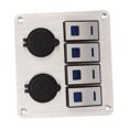 thumbnail image 3 of Car Modification Switch Panel, 4 Gang Aluminum Rocker Switch Panel Silver Oxide ON Off Pre Wired Double Blue LED Switch Panel For Automotive Car Boat RV, 3 of 8