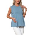 thumbnail image 4 of INSPIRE CHIC Womens Maternity Tank Tops Pleated Peplum Tunic Cap Sleeve Casual Shirt Dressy Sleeveless Pregnancy Blouses M Grey Blue, 4 of 6