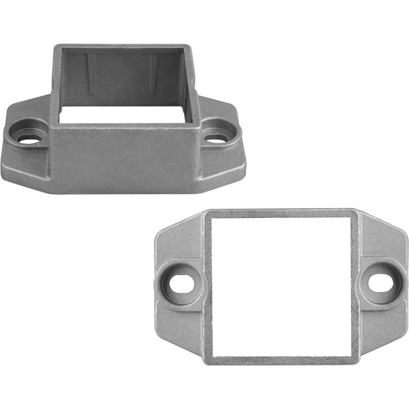 PinesC 10 Pcs Deck Railing Bracket Post Anchor, Aluminum Alloy Wall Mount End Bracket Guardrail Flange Post Base Square Fence Pole Flange Mount Base Fit 2 x 2" Picket or Post Gray