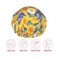 thumbnail image 5 of KLL Vintage White Yellow Sunflower Pattern Shower Cap & Bath Cap for Women,Reversible Oversized Waterproof Shower Caps for all Hair Lengths,Elastic Reusable Bathing Hair Cap, 5 of 6