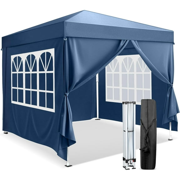 JOYMOR 10x10ft Pop Up Canopy Tent, Portable Instant Tent with 4 Sidewalls, Waterproof Sun Shelter for Outdoor Parties, Beach, 2 Doors & 2 Windows