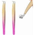 thumbnail image 1 of 2 pinzas de extensiones de pestañas arcoíris de acero inoxidable, herramienta para pestañas, pinzas de cabeza curva, puntas curvas y angulares, juego de pinzas de precisión, pinzas para manualidades., 1 of 5