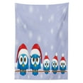 thumbnail image 3 of Ambesonne Christmas Tablecloth Rectangular Table Cover, Fun Birds Santa Hats, 52"x70", Blue Red, 3 of 4