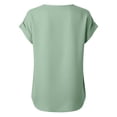 thumbnail image 5 of Womens Casual Wrap V-Neck Linen T-Shirt, Short Sleeve Loose Fitting Summer Blouse Tops Green L, 5 of 6