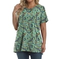 thumbnail image 2 of Fantaslook Plus Size Womens Tunic Tops Short Sleeve Casual Floral Shirts Swing Flare Dressy Blouses, 2 of 7