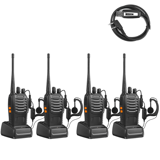 Baofeng BF-888S Two Way Radio 5W 400-470MHz Walkie Talkie Handheld Radios USB Programming Cable 4pcs