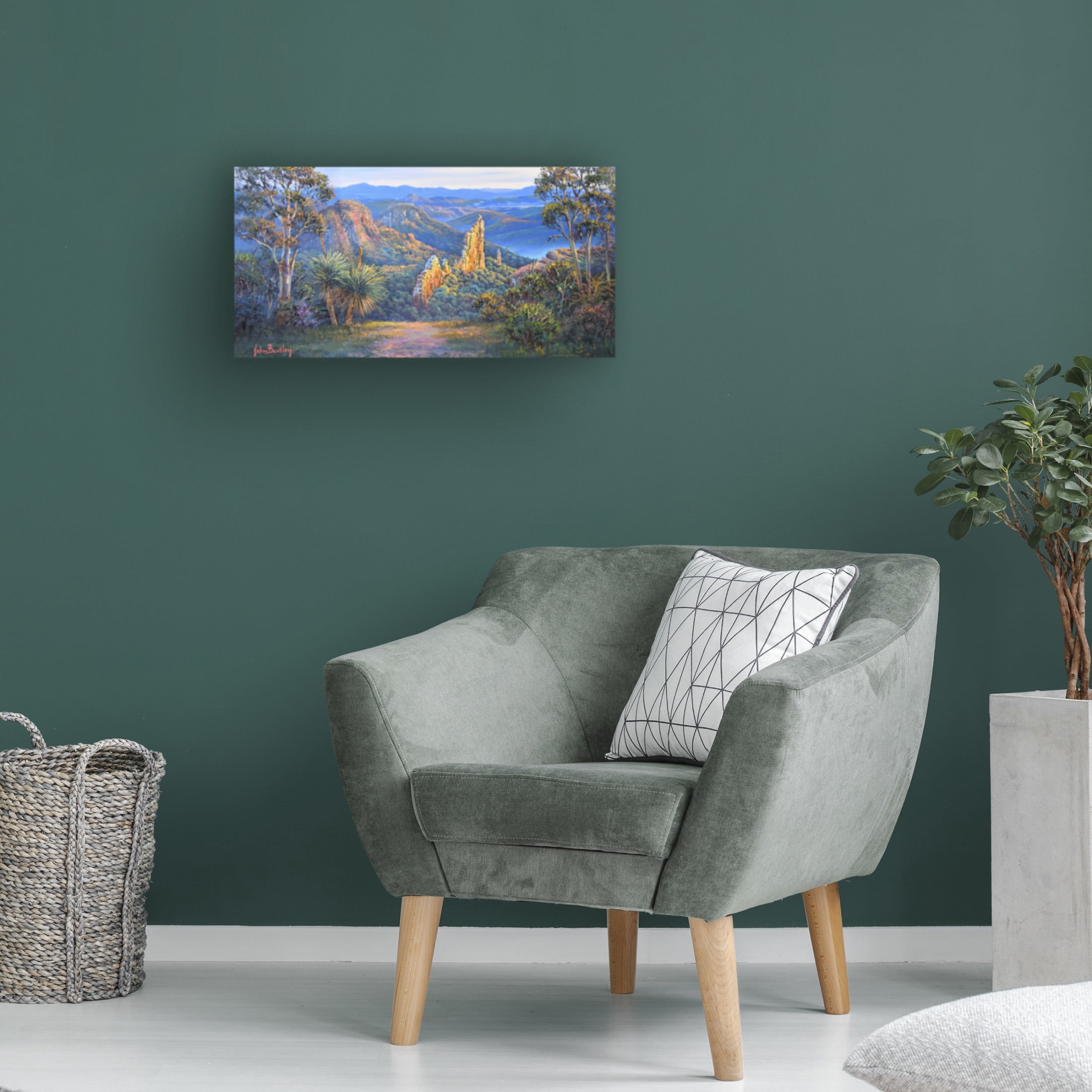 Canvas Wall Art - John Bradley 'Dawn in the Warrumbungles' Wall Art for Living Room, Bedroom, or Office Décor by Trademark Fine Art - 19 x 10 Inches