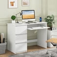 thumbnail image 2 of Costway Computer Desk with Built-in Charging Station USB & Type-C Ports Keyboard Tray & 3 Drawers White, 2 of 10