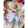 thumbnail image 3 of BemeyourBBs Toddler Baby Girl 4th of July Outfit Independent Day Clothes Summer Romper Bell Bottoms Patriot Star Print American Flag Embroidered Spaghetti Strap Casual Jumpsuit Overalls, 3 of 9