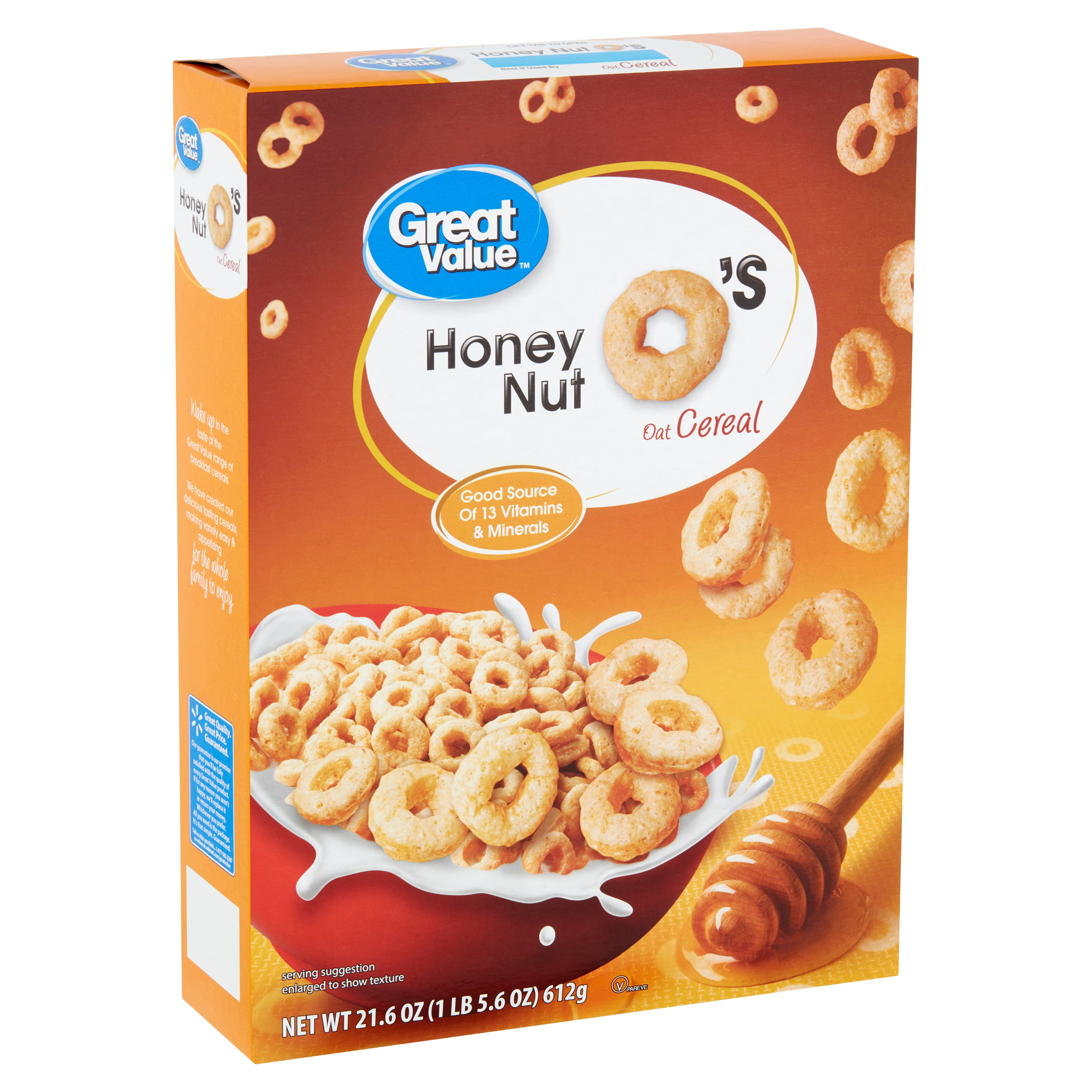 Great Value O S Honey Nut Oat Cereal 21 6 Oz Walmart Com Walmart Com