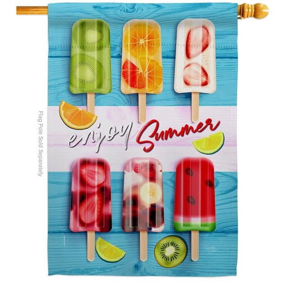 Breeze Decor H106090-BO Sweet Popsicles Summertime Fun & Sun 28 x 40 in. Double-Sided Decorative Vertical House Flags for Decoration Banner Garden Yard Gift