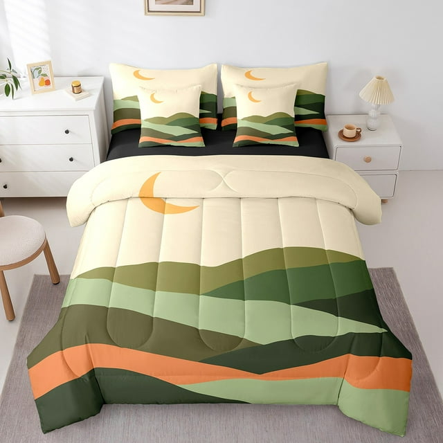YST Ensemble de Douillette Moderne Mi-Siècle 7 Pcs Minimalisme Literie Montagne, Format Grand Lit
