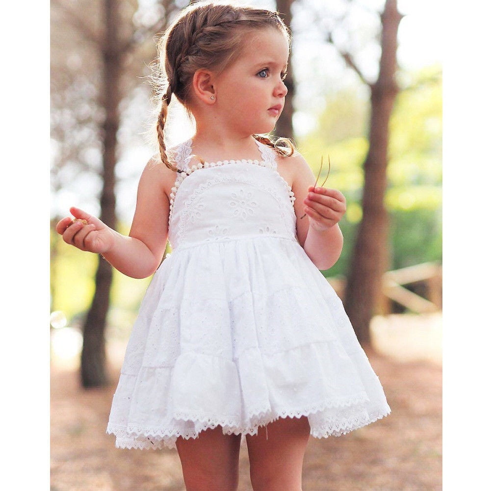 Sayoo Summer Toddler Baby Kids Girls White Lace Pageant Party Dress Dresses 1 5t White