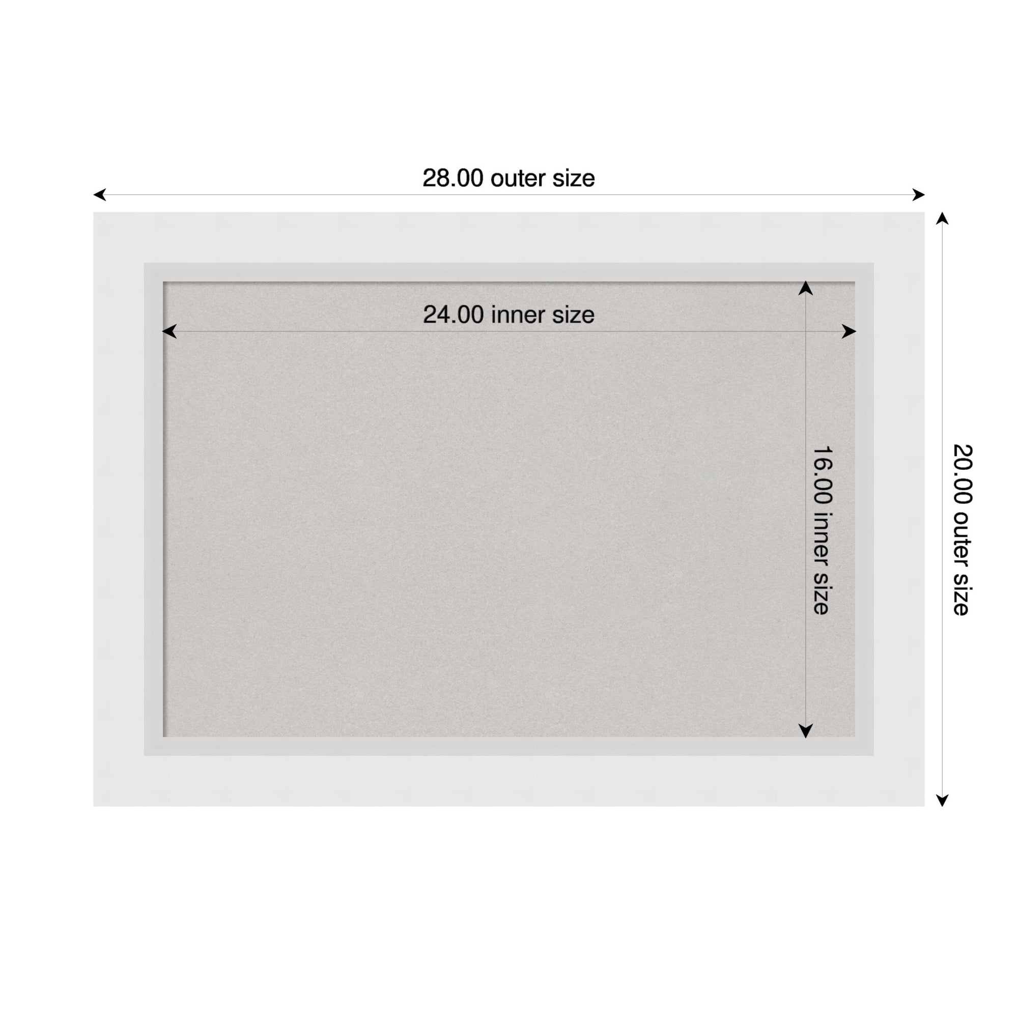 Amanti Art Grey Cork Board Wood Framed Blanco White Bulletin Board 28 in. x 20 in.