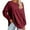 Wine, variant on LYXSSBYX Button Down Shirts for Women Women's Fashionable Loose Fitting Casual Color Blocking Round Neck Long Sleeved Top