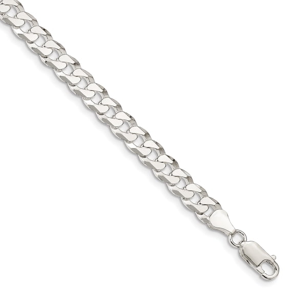 Primal Silver Sterling Silver 7.00mm Beveled Curb Chain Bracelet
