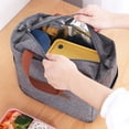 thumbnail image 4 of Bolsa de Almuerzo - Bolsa de Almuerzo con Aislamiento térmico de Tela Oxford de Mano Bolsa de Almuerzo de Picnic, Bolsa de Comida para conservación del Calor, Rosa/Gris/Negro(Gris), 4 of 6