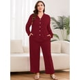 thumbnail image 2 of SHOWMALL Women's Plus Size Pajama Sets Long Sleeve Button Down Sleepwear 2-Piece Loungewear with Pockets, 2 of 7