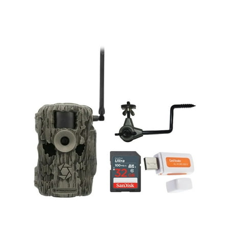 Stealth Cam 36MP Fusion Max Cellular Trail Camera with 80 Feet Detection Range Bundle with Camera Holder, 32GB Memory Card, and Card Reader (4 Items)