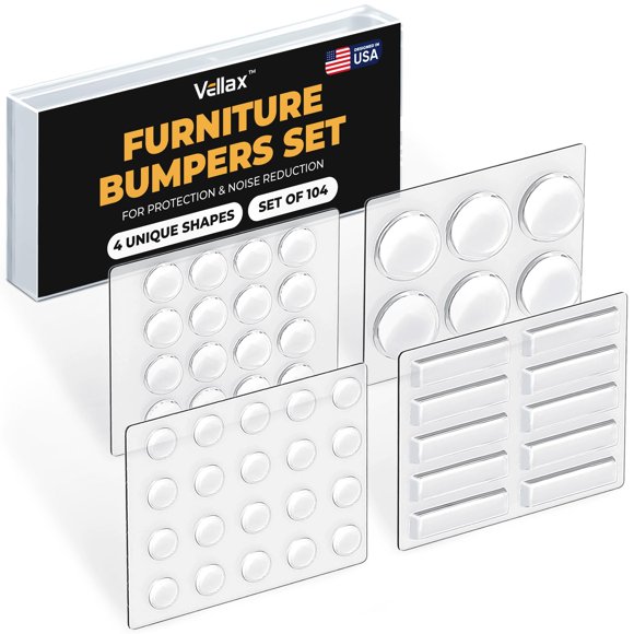 Vellax Set de 104 topes protectores transparentes de silicona para muebles