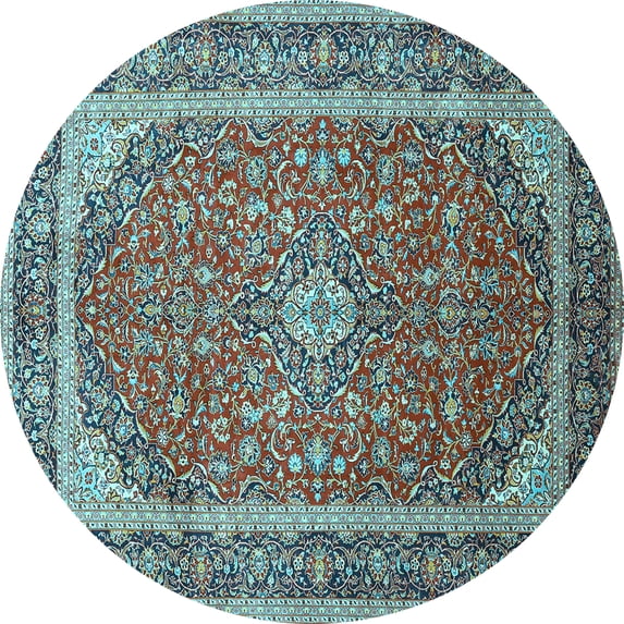 Ahgly Company Indoor Round Persian Light Blue Traditional Area Rugs, 3' Round