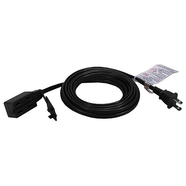 QVS 15ft 3-Outlet Right Angle Molded Power Extension Cord w/ 3-Prong Plug  Black 