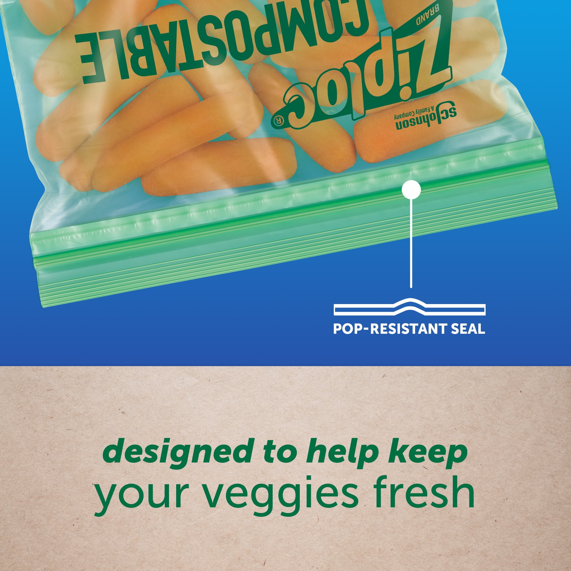 Ziploc® Compostable Sandwich Bags, Food Storage Zipper Bags, 40 Count