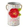 The Pioneer Woman Summer Wildflower Toss Tin Rose Bucket, White, 8"