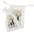 thumbnail image 2 of Antlers Fabric Pouch Set of 2, Deers in Autumn Forest Colorful Leaves Trees Grass Wildlife Fall Landscape Print, Drawstring Bag for Toiletries Masks and Favors, 9" x 6", Green Orange, by Ambesonne, 2 of 2