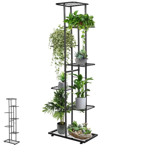 Soporte para plantas plegable, soporte para plantas escalonado, soporte estrecho para plantas, estante para plantas de 7 niveles