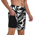 thumbnail image 2 of Logiee Leopard And Zebra 2 Print Men's Swim Trunk,Quick Dry Board Shorts ,Men's Swim Trunks with Compression Liner, Bathing Suits with Pockets-3X-Large, 2 of 6