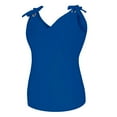 thumbnail image 4 of Womens Tank Tops $4.98 Solid Sleeveless V-Neck Bow Casual Tank Vest Blue XL, 4 of 6