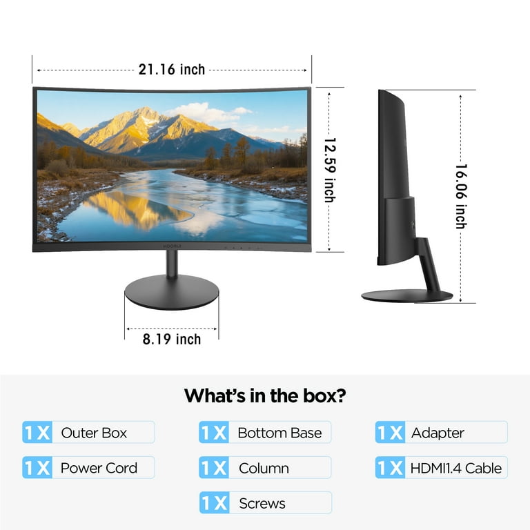 KOORUI 24 inch FHD Curved Computer Monitor, 1800R LED Display