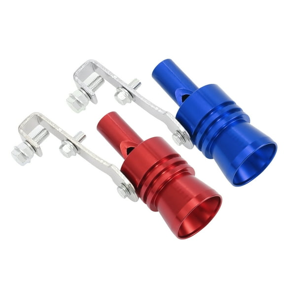 2pcs XL Size Aluminum Alloy Universal Turbo Sound Exhaust Muffler Pipe Whistle Roar Maker for Car Red Blue