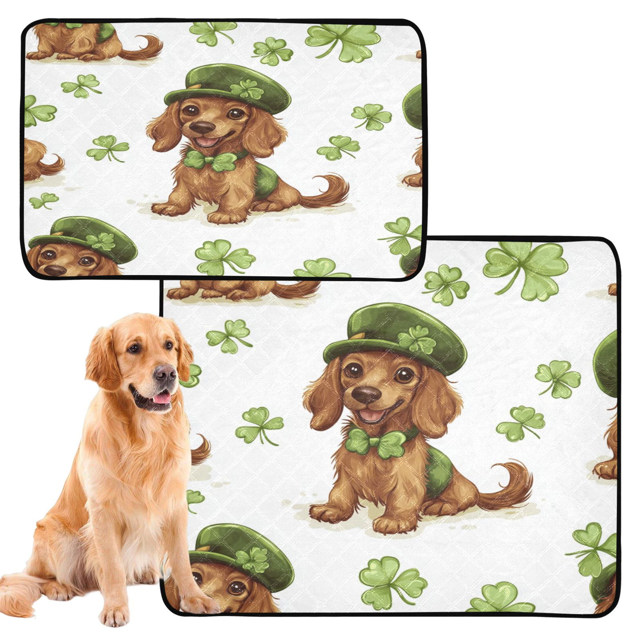 Qxltty St Patricks Dachshund in A Shamrock Hat Pattern Cat litter Pads Pet Set of 3 Diaper Mats Center Anti-leakage Layer Absorbent Soft and Comfortable