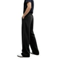 thumbnail image 5 of Men's Sweatpants, Drawstring Waist Straight Wide Leg Baggy Pants for Workout and Athletic Use, with Pocket for Casual and Sports Wear,Black,L, 5 of 5