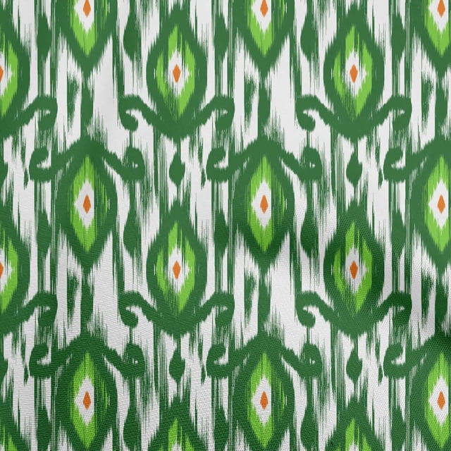 oneOone Silk Tabby Green Fabric Ikat Sewing Craft Projects Fabric Prints By Yard 42 Inch Wide
