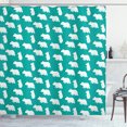 thumbnail image 1 of Bear Shower Curtain, Polar Bear in Various Funny Poses Arctic Circle Wild Nordic Illustration, Fabric Bathroom Set with Hooks, 69W X 84L Inches Extra Long, Teal White and Black, by Ambesonne, 1 of 3