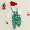 thumbnail image 2 of My First Christmas Baby Boy Outfits Long Sleeve Romper +Suspender Pants Overalls +Hats Set Newborn Fall Winter Holiday Clothes, 2 of 8