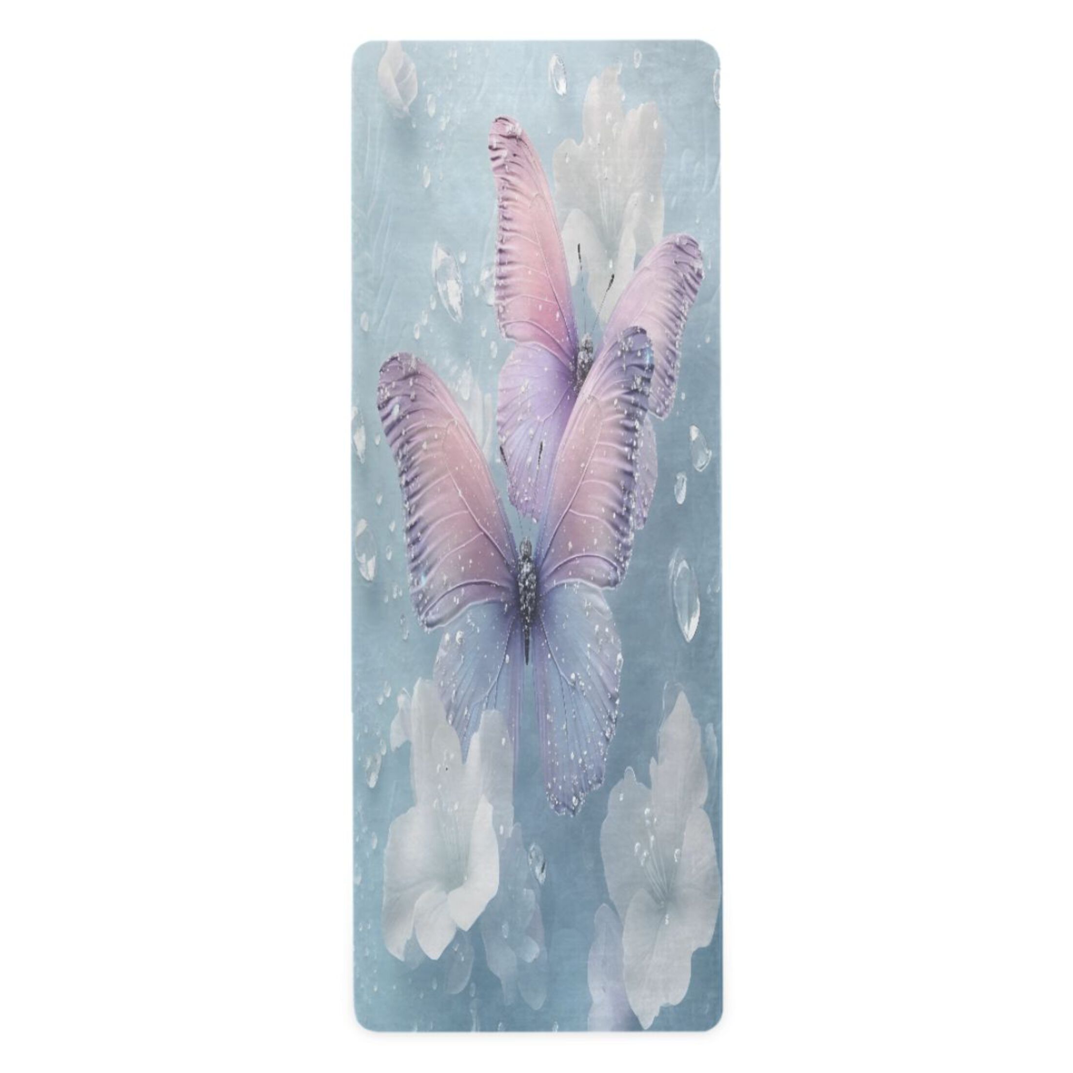 BZSMCE Yoga Mat Women Fitness Mat Lavender Dew Butterfly Pattern