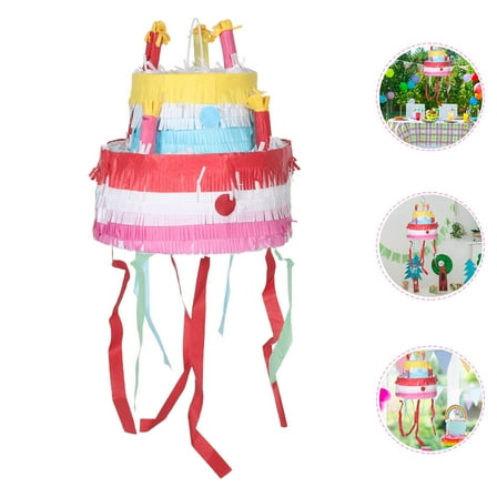 OFFIGAM Large Assorted Color Cake Pinata for Fiesta Party Decor and Candy Filled Celebrations