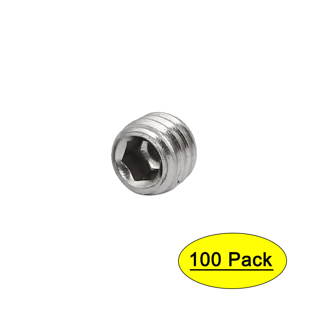 M5x4mm Stainless Steel Hex Socket Set Cup Point Grub Screws Silver Tone 100Pcs 