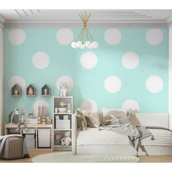 Tiptophomedecor Abstract Wallpaper Wall Mural - Sky Blue Dots
