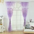 thumbnail image 3 of Cortina de gasa de tul para ventana con estampado Floral de poliéster, decoración para dormitorio y sala de estar (púrpura), 3 of 8