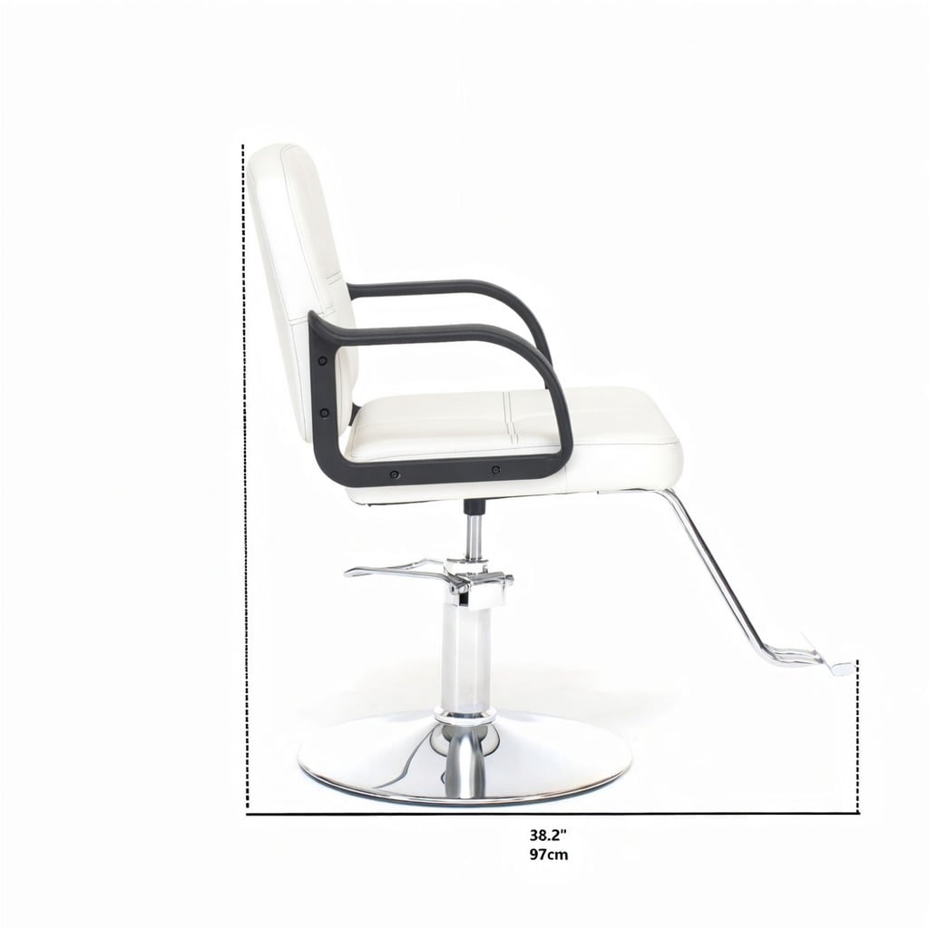 360-Degree Swivel Barber Chair with Hydraulic Height Adjustment, Heavy-Duty Salon Styling Chair with PU Leather and 350 lb Capacity, Off White