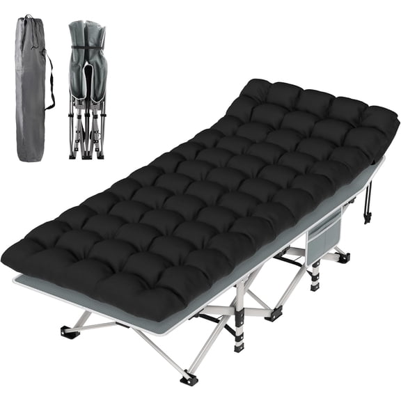 Camping Cot, Folding Camp Bed for Adults with Soft Thicker Cushion