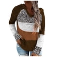 thumbnail image 1 of TIWEKE Mode Léopard Patchwork Chandail à Capuche Col en V Blouse Manches Longues pour Femmes, Tailles G, 1 of 6