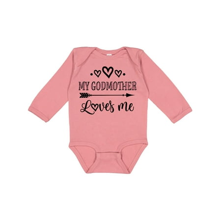 

Inktastic My Godmother Loves Me Girls Gift Baby Girl Long Sleeve Bodysuit